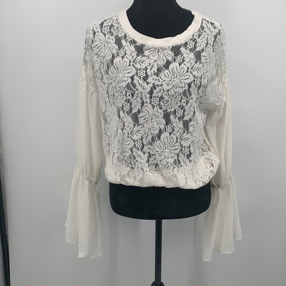 Free People Top White Lace size Small - Picture 3 of 9